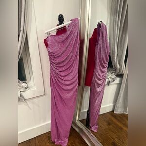 Chic Pink Draped Maxi Dress